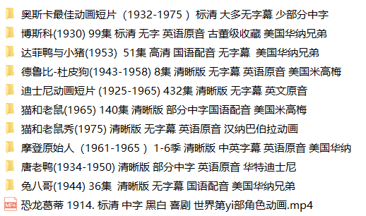 美国经典动画短片10套怀旧动画片迪士尼猫和老鼠唐老鸭兔八哥